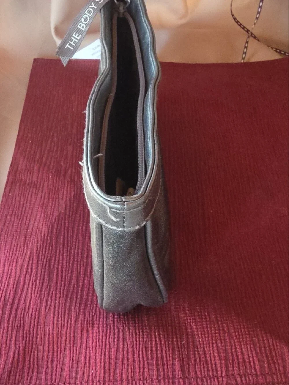The Body Shop Metallic Black Cosmetic Zip Top Toiletry Bag